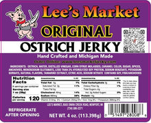 Load image into Gallery viewer, Ingredient Label for Ostrich Jerky