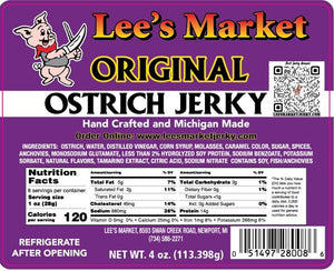 Ingredient Label for Ostrich Jerky