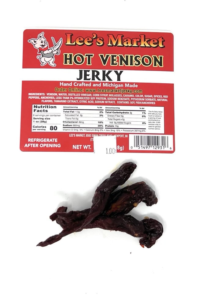 Hot Venison Jerky 1 oz sample pack