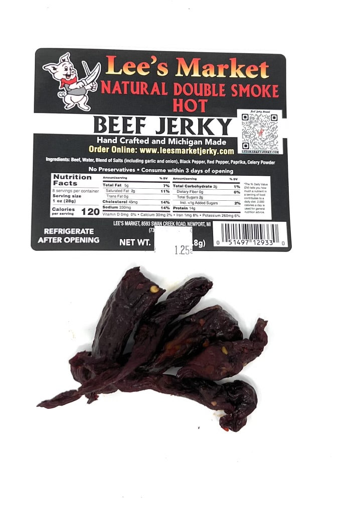 Natural Double-Smoke Hot Beef Jerky 1.25 oz sample pack