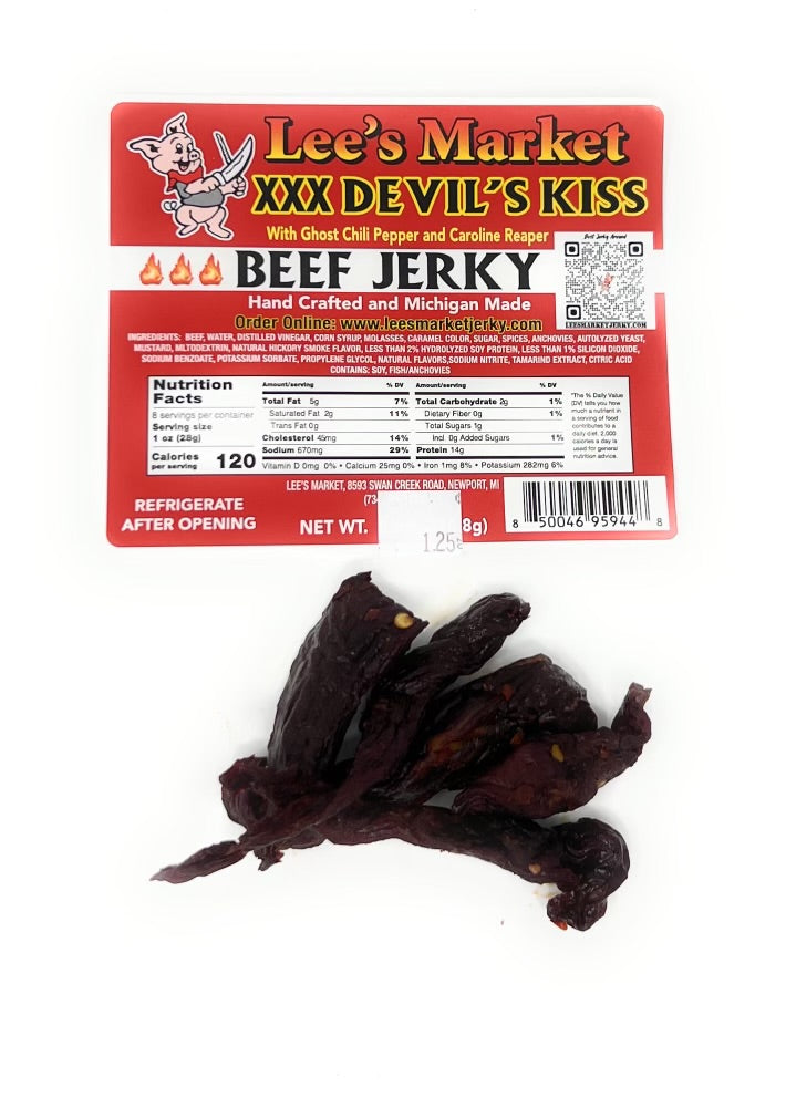 Devil's Kiss XXX Beef Jerky 1.25 oz sample pack