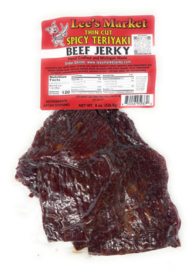 Package of Spicy Lee's Teriyaki Thin Cut Beef Jerky