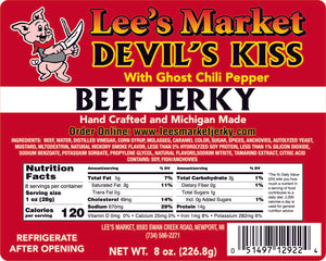 Label for Devil's Kiss Ghost Pepper Beef Jerky