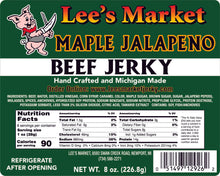Load image into Gallery viewer, Label for Maple Jalapeno Beef Jerky