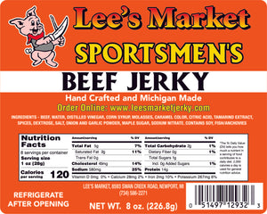 Label for Sportsmen's Beef Jerky