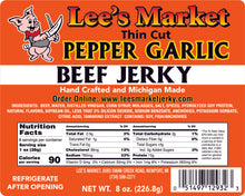 Load image into Gallery viewer, Label for Pepper Garlic Thin Cut Beef Jerky