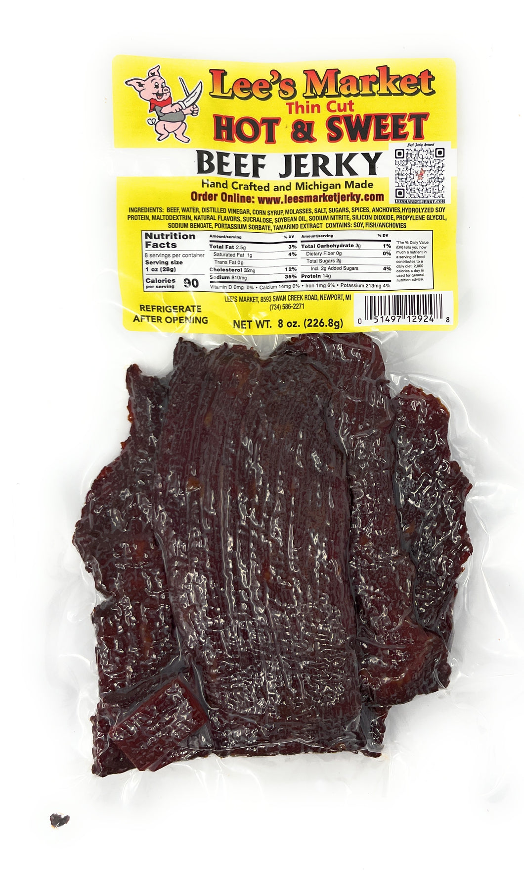 Package of Hot and Sweet Thin Cut Beef Jerky