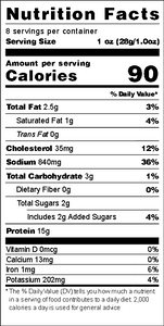 Nutrition Facts for Hot and Sweet Thin Cut Beef Jerky