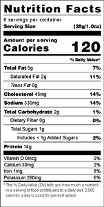 Nutrition Facts for Original Flavor Beef Jerky